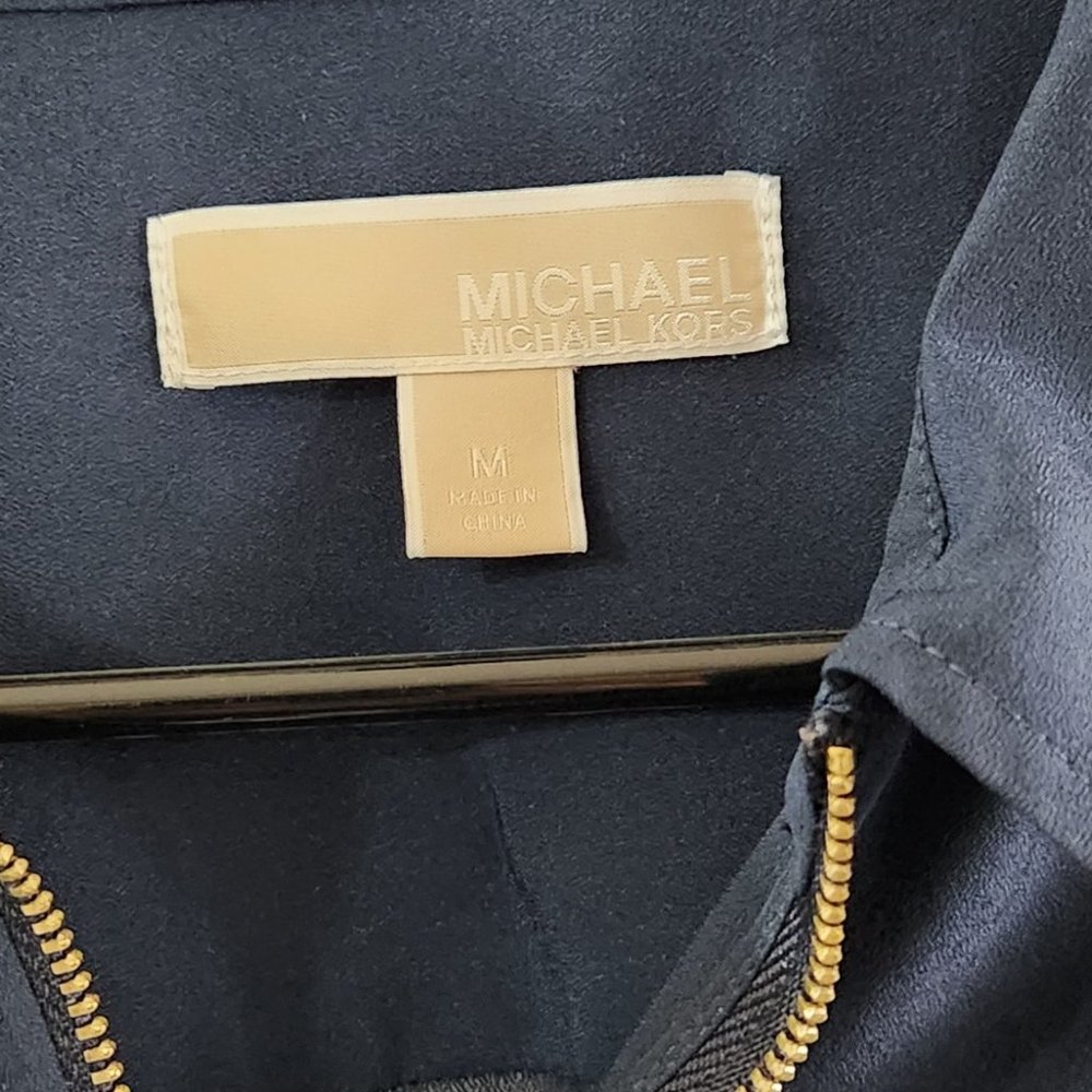 Navy and Gold Michael Kors Zipper Blouse - Picture 11 of 11